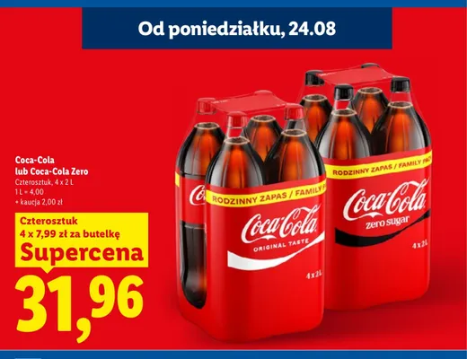 Napój gazowany Coca-Cola Original Taste 4-pak promocja w Lidl