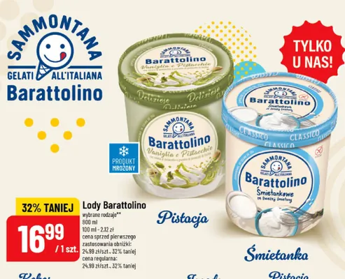 Lody śmietankowe Sammontana Barattolino Śmietanka promocja w POLOmarket