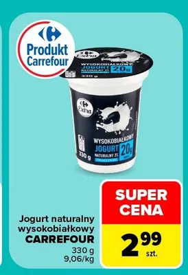 Jogurt naturalny wysokobiałkowy Carrefour promocja w Carrefour