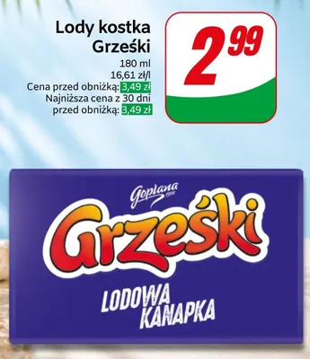 Lody kostka Grześki Lodowa Kanapka promocja w Dino