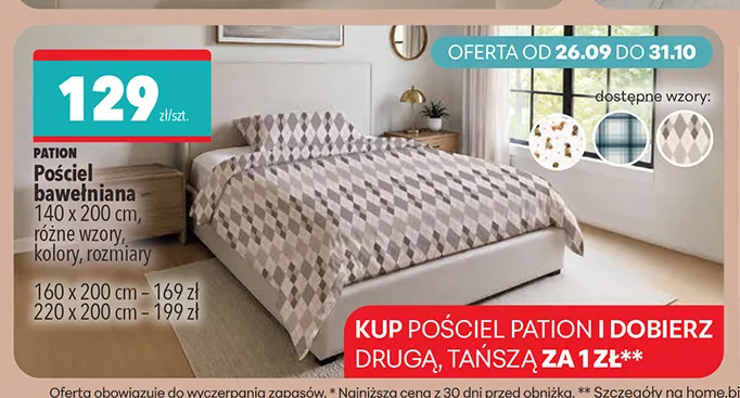 Pościel bawełniana 160x200 cm Pation promocja w Biedronka