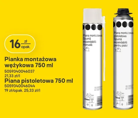 Pianka montażowa wężykowa 750 ml promocja w Castorama