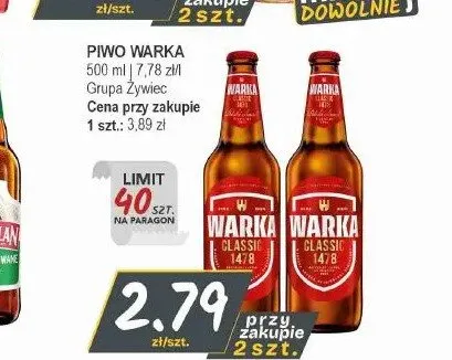Piwo Warka Classic promocja w Słoneczko