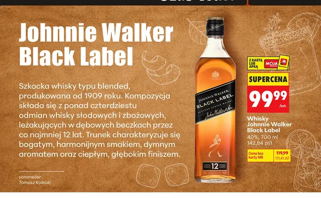 Whisky Johnnie Walker Black Label 40% promocja w Biedronka
