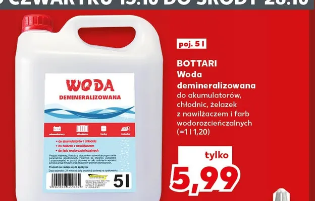 Woda demineralizowana Bottari promocja w Kaufland