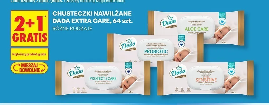 Chusteczki nawilżane Dada Extra Care Aloe Care promocja w Biedronka