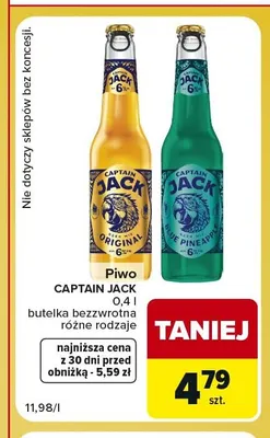 Piwo Captain Jack Blue Pineapple promocja w Carrefour Market
