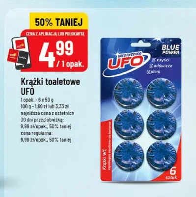 Krążki toaletowe UFO Blue Power promocja w POLOmarket