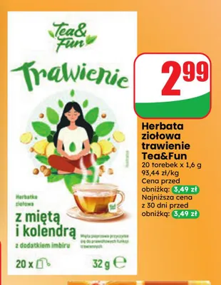 Herbata ziołowa trawienie Tea & Fun promocja w Dino