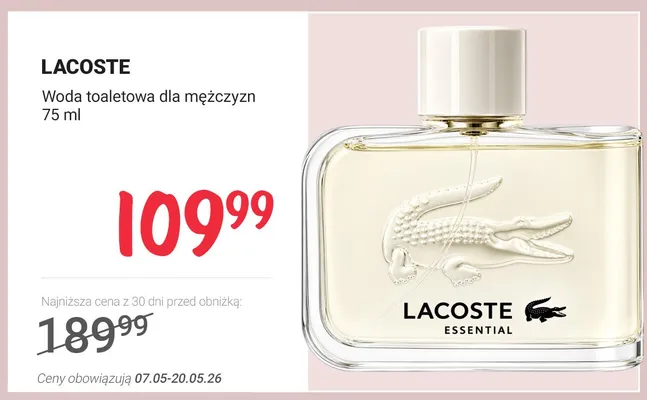 Woda toaletowa dla mężczyzn LACOSTE Essential promocja w Rossmann