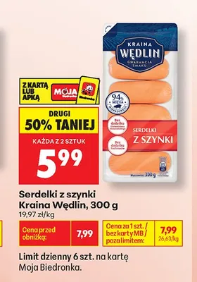 Serdelki z szynki Kraina Wędlin promocja w Biedronka