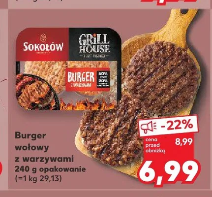 Burger wołowy z warzywami Sokołów Grill House promocja w Kaufland