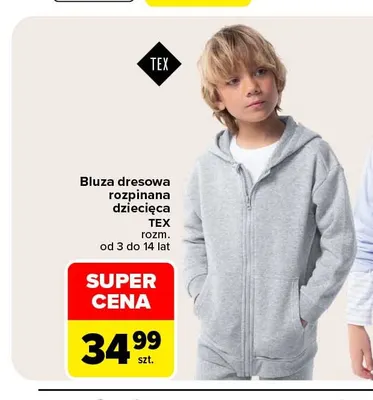 Bluza dresowa rozpinana dziecięca TEX promocja w Carrefour