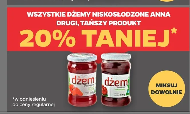 Dżemy niskosłodzone Anna promocja w Netto