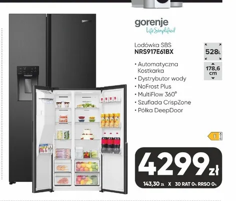 Lodówka SBS Gorenje NRS917E61BX promocja w Max Elektro