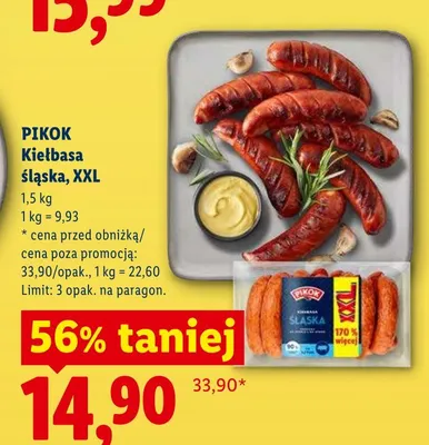 Kiełbasa śląska ekstra Pikok promocja w Lidl