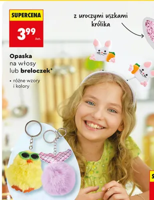 Opaska na włosy lub breloczek, różne wzory i kolory promocja w Biedronka