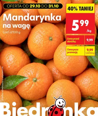 Mandarynki na wagę promocja w Biedronka