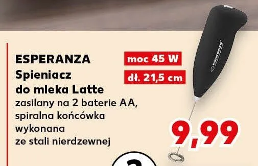 Spieniacz do mleka Latte Esperanza 45W dł.21,5cm promocja w Kaufland