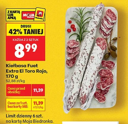 Kiełbasa Fuet Extra El Toro Rojo promocja w Biedronka
