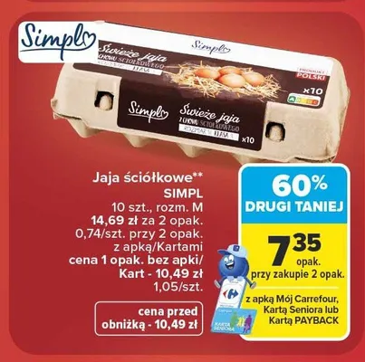 Jaja ściółkowe klasa M Simpl promocja w Carrefour