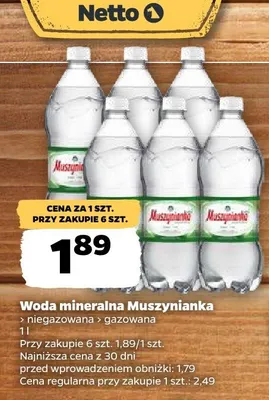 Woda mineralna Muszynianka niegazowana promocja w Netto