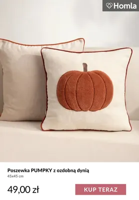 Poszewka Pumpky z ozdobną dynią 45x45 cm Homla promocja w Homla