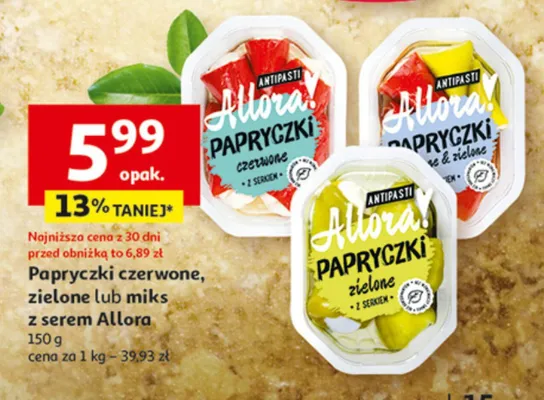 Papryczki czerwone, zielone lub miks z sera Allora promocja w Auchan