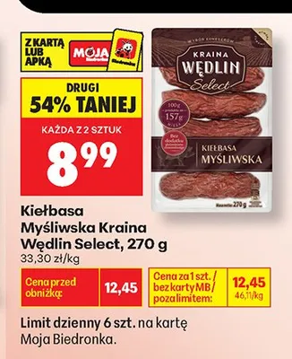 Kiełbasa Myśliwska Kraina Wędlin Select promocja w Biedronka