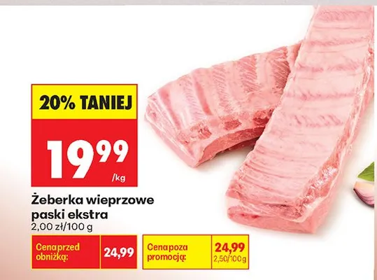 Żeberka wieprzowe paski ekstra promocja w Biedronka