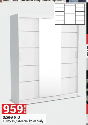 Szafa RIO 180x215,5x60cm kolor biały promocja w Merkury Market