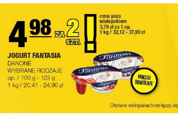 Jogurt Fantasia Danone promocja w SPAR
