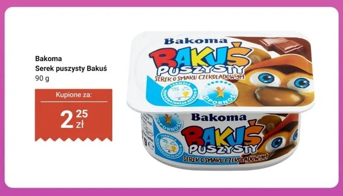 Serek puszysty Bakuś czekoladowy Bakoma promocja w Dino