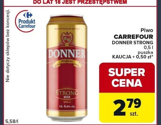 Piwo CARREFOUR DONNER STRONG puszka promocja w Globi