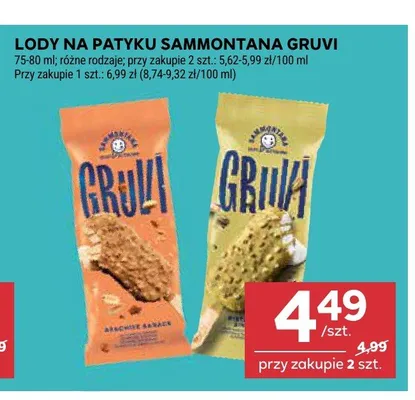 Lody na patyku Sammontana Gruvi Arachide Salate promocja w Stokrotka