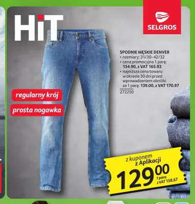 Spodnie męskie Denver promocja w Selgros