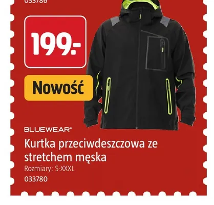 Kurtka przeciwdeszczowa ze stretchem męska Bluewear promocja w Jula