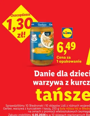 Danie dla dzieci po 12m-cu Gerber warzywa z kurczakiem i kaszą promocja w Lidl