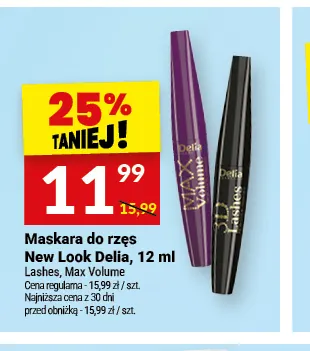Maskara do rzęs New Look Delia Max Volume promocja w Twój Market