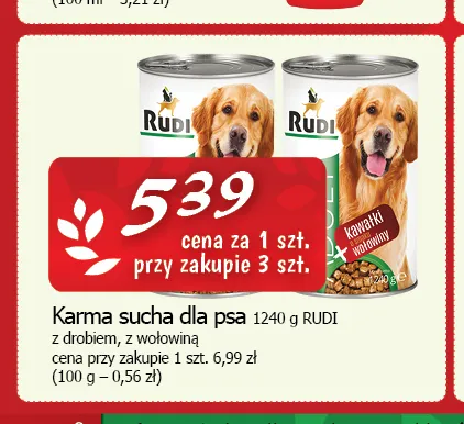 Karma dla psa z drobiem Rudi promocja w CEZAR Delikatesy