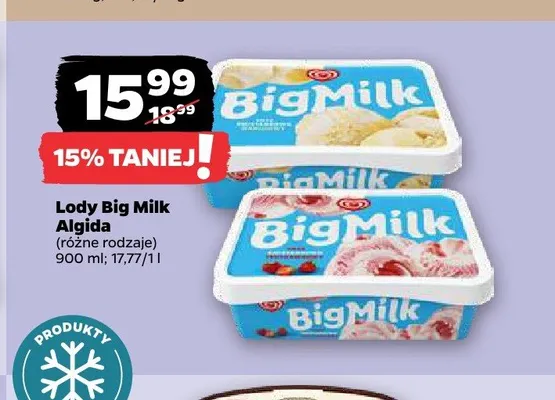 Lody Big Milk Algida truskawkowe promocja w Netto