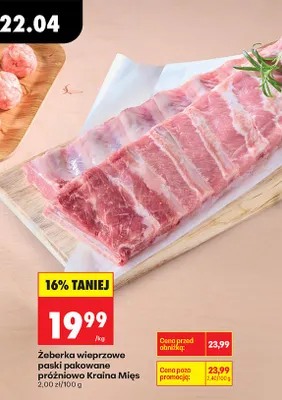 Żeberka wieprzowe paski pakowane próżniowo promocja w Biedronka