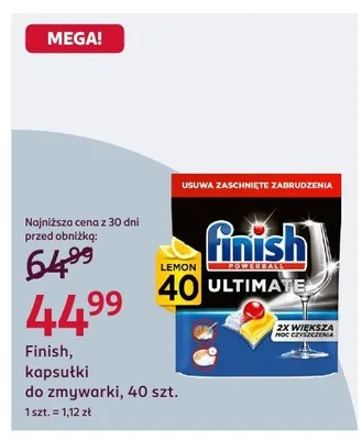 Finish Ultimate Lemon kapsułki do zmywarki promocja w Rossmann