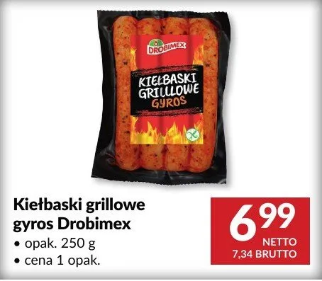 Kiełbaski grillowe gyros Drobimex promocja w Makro