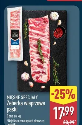 Żeberka wieprzowe paski Mięsne Specjały promocja w Aldi