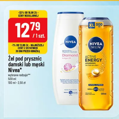 Żel pod prysznic damski Nivea Diamond & Argan Oil promocja w POLOmarket