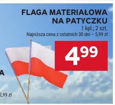 Flaga materiałowa na patyczku promocja w Stokrotka