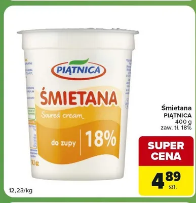 Śmietana Piątnica 18% promocja w Carrefour Express
