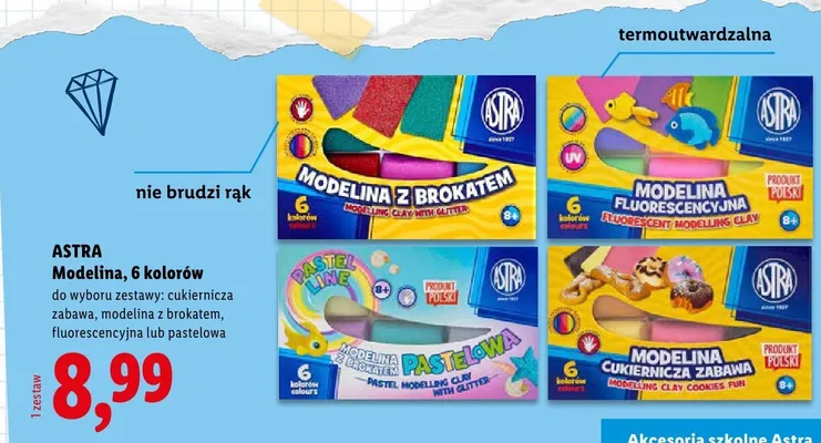 Modelina cukiernicza zabawa Astra 6 kolorów promocja w Lidl
