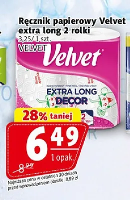 Ręcznik papierowy Velvet extra long Decor 2-pak promocja w Prim Market
